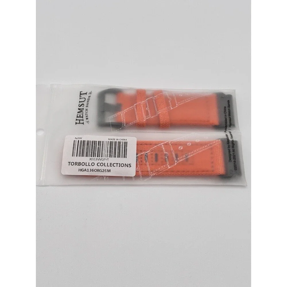 NEW Hemsut Nylon Watch Strap 26mm for Garmin Fenix 5X/6X/7X Orange HGA136ORG - Picture 4 of 4